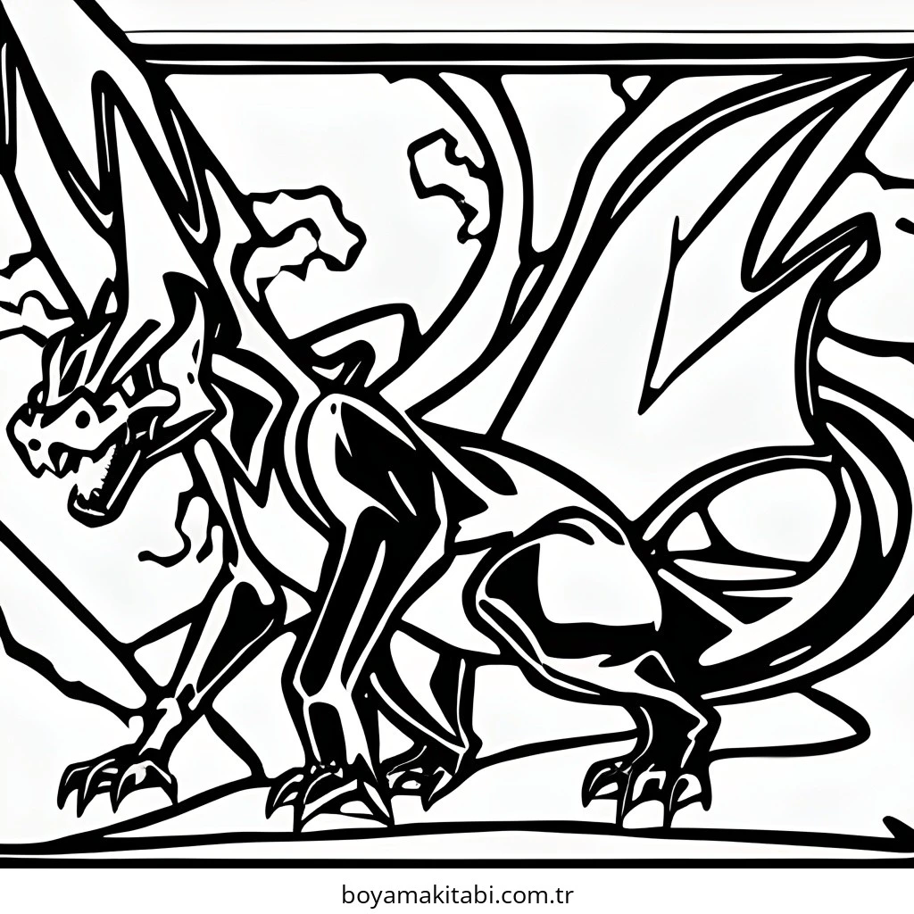 Pokemon Charizard boyama sayfası – renkli çizimler, okul öncesi