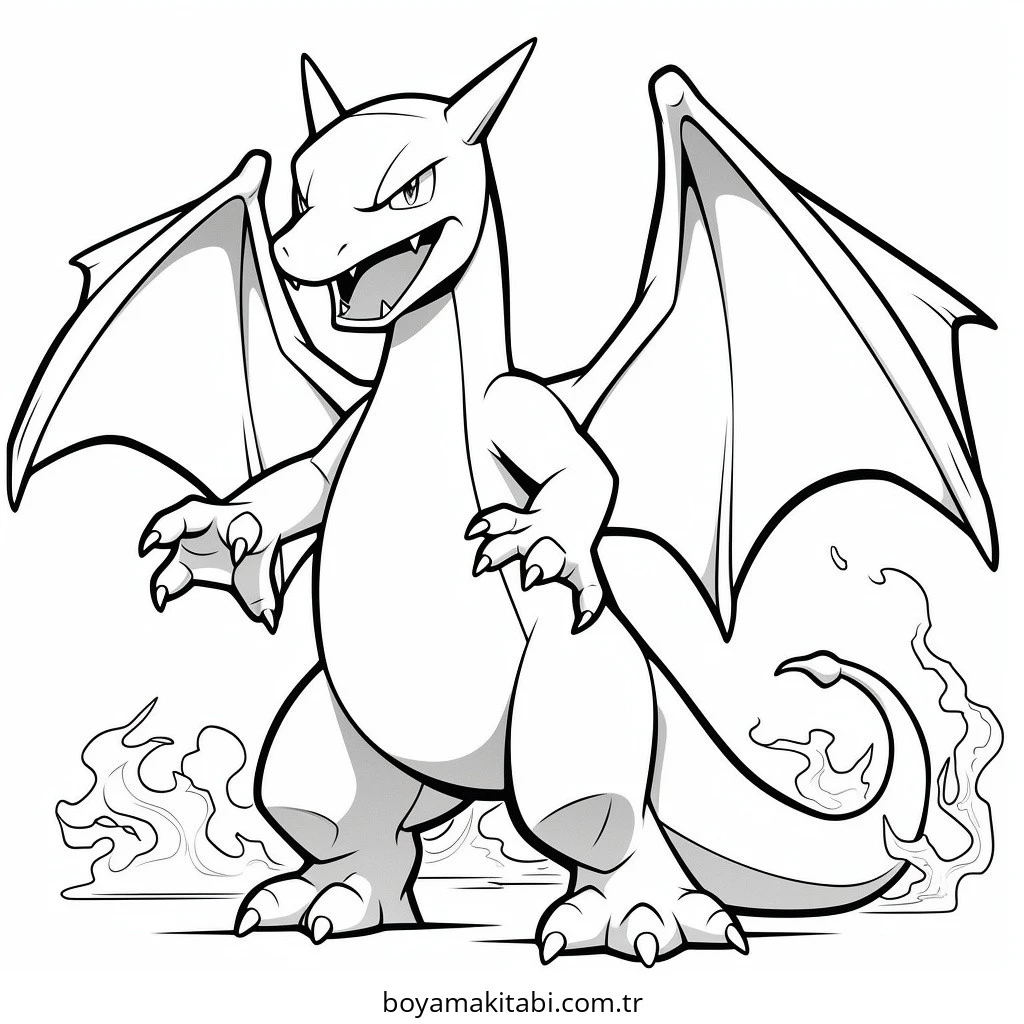 Pokemon Charizard boyama sayfası – okul öncesi, evde etkinlik