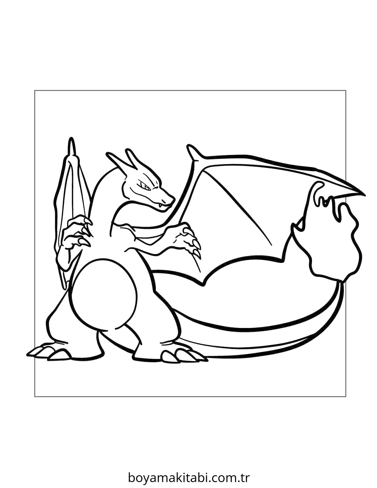 Pokemon Charizard boyama sayfası – evde etkinlik, ücretsiz yazdır