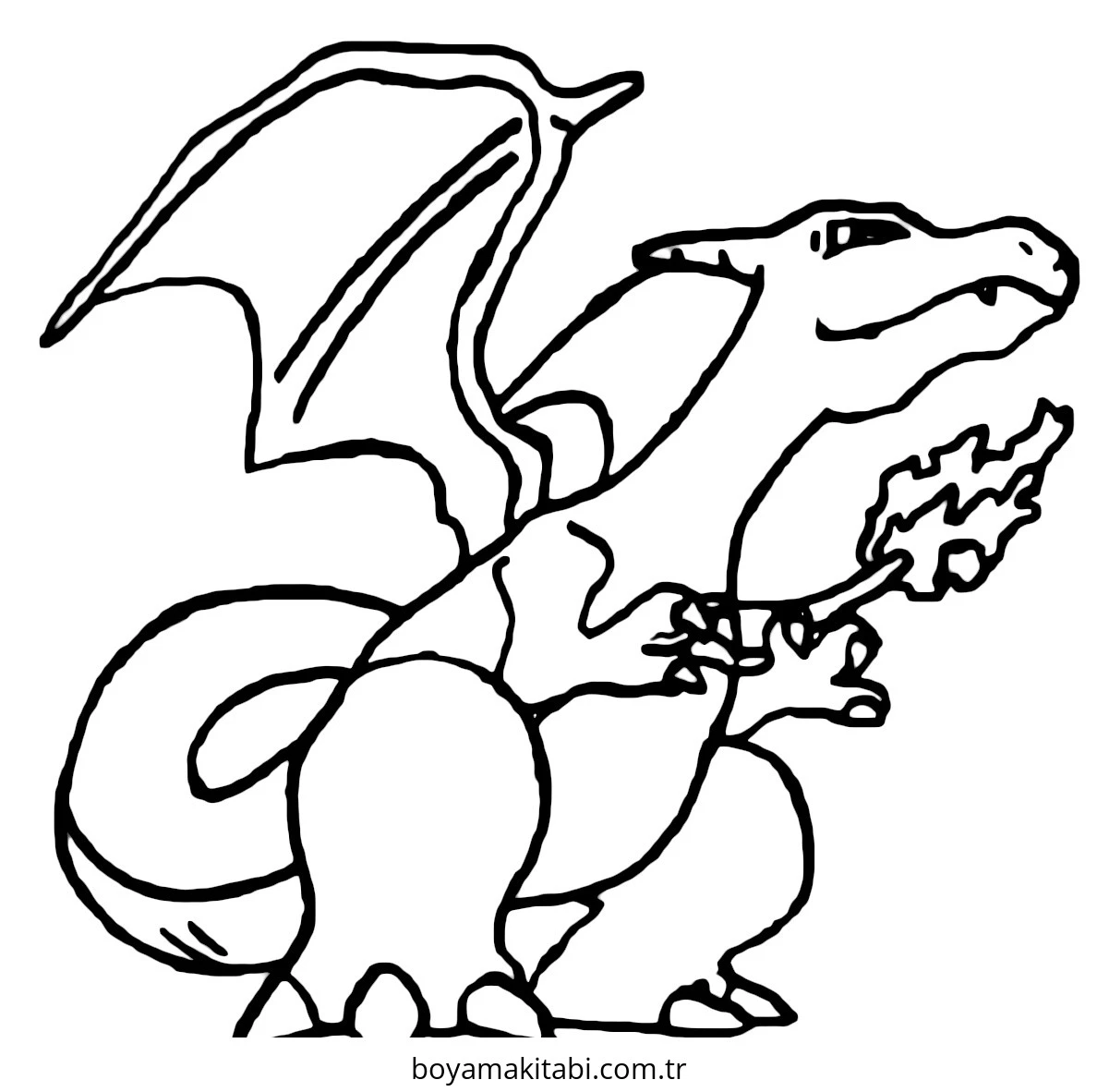 Pokemon Charizard boyama sayfası – boyama çalışması, yaratıcılığı geliştirir