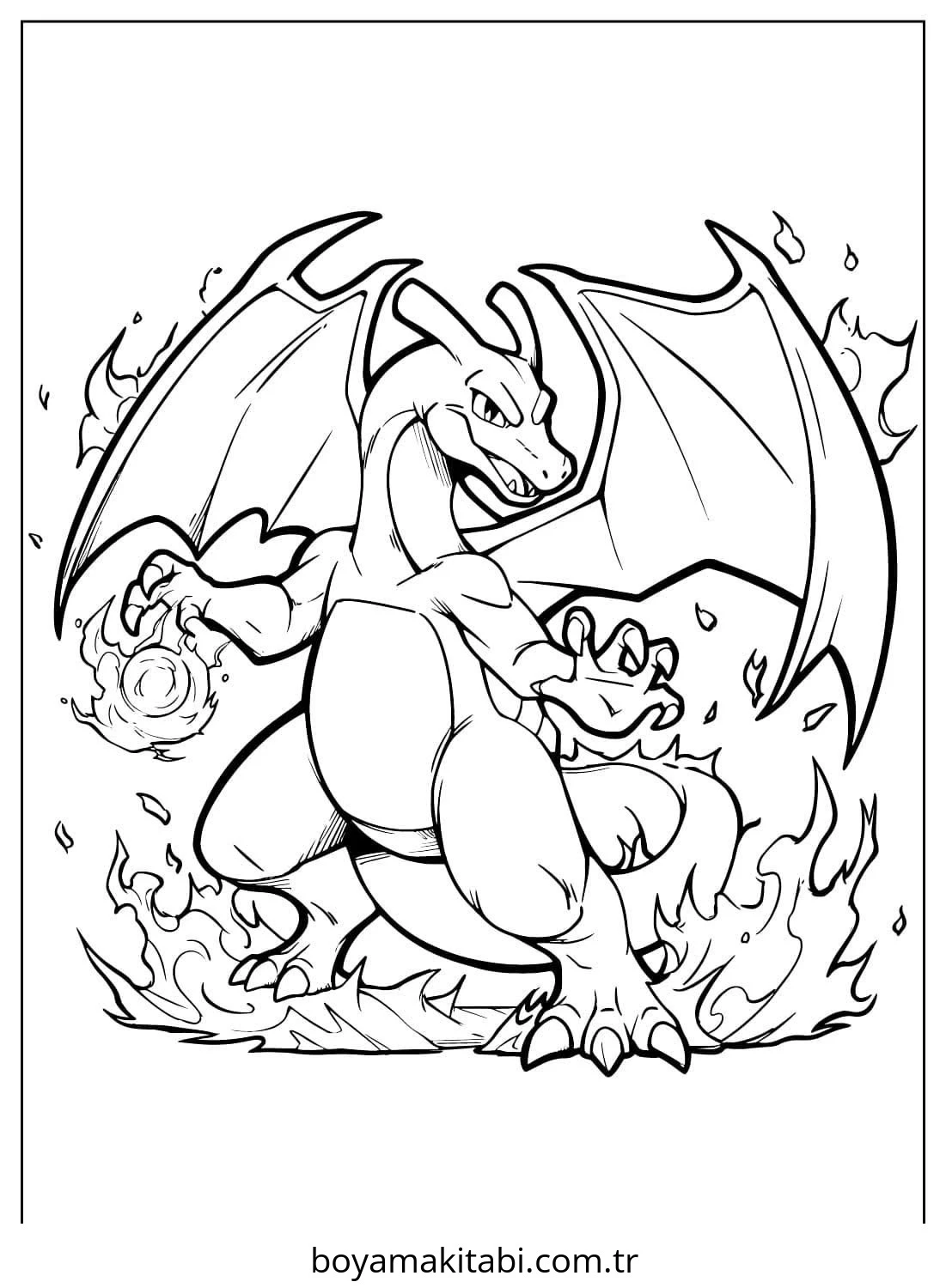 Pokemon Charizard boyama sayfası – ücretsiz yazdır, boyama etkinliği