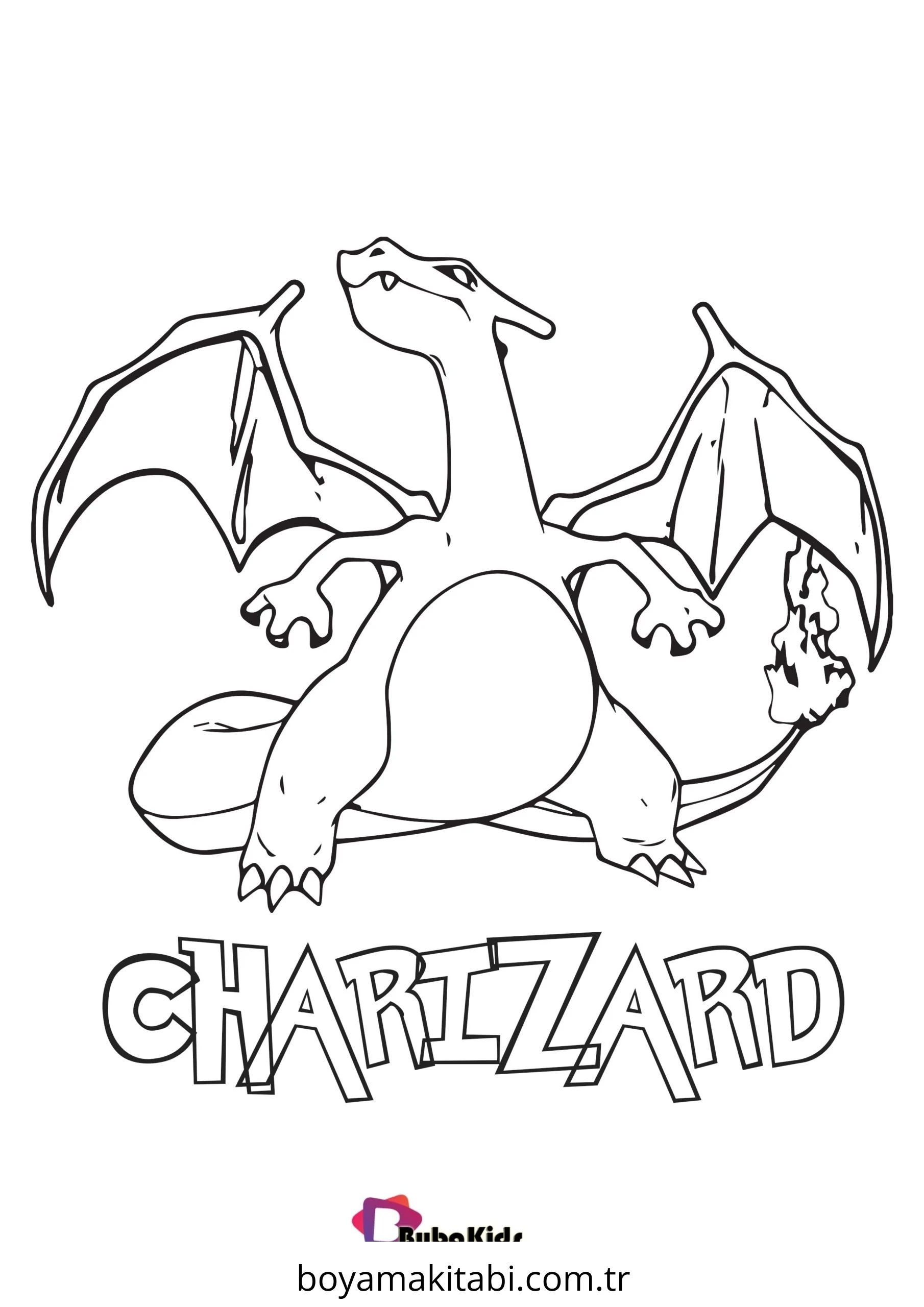 Pokemon Charizard boyama sayfası – yaratıcılığı geliştirir, keyifli zaman