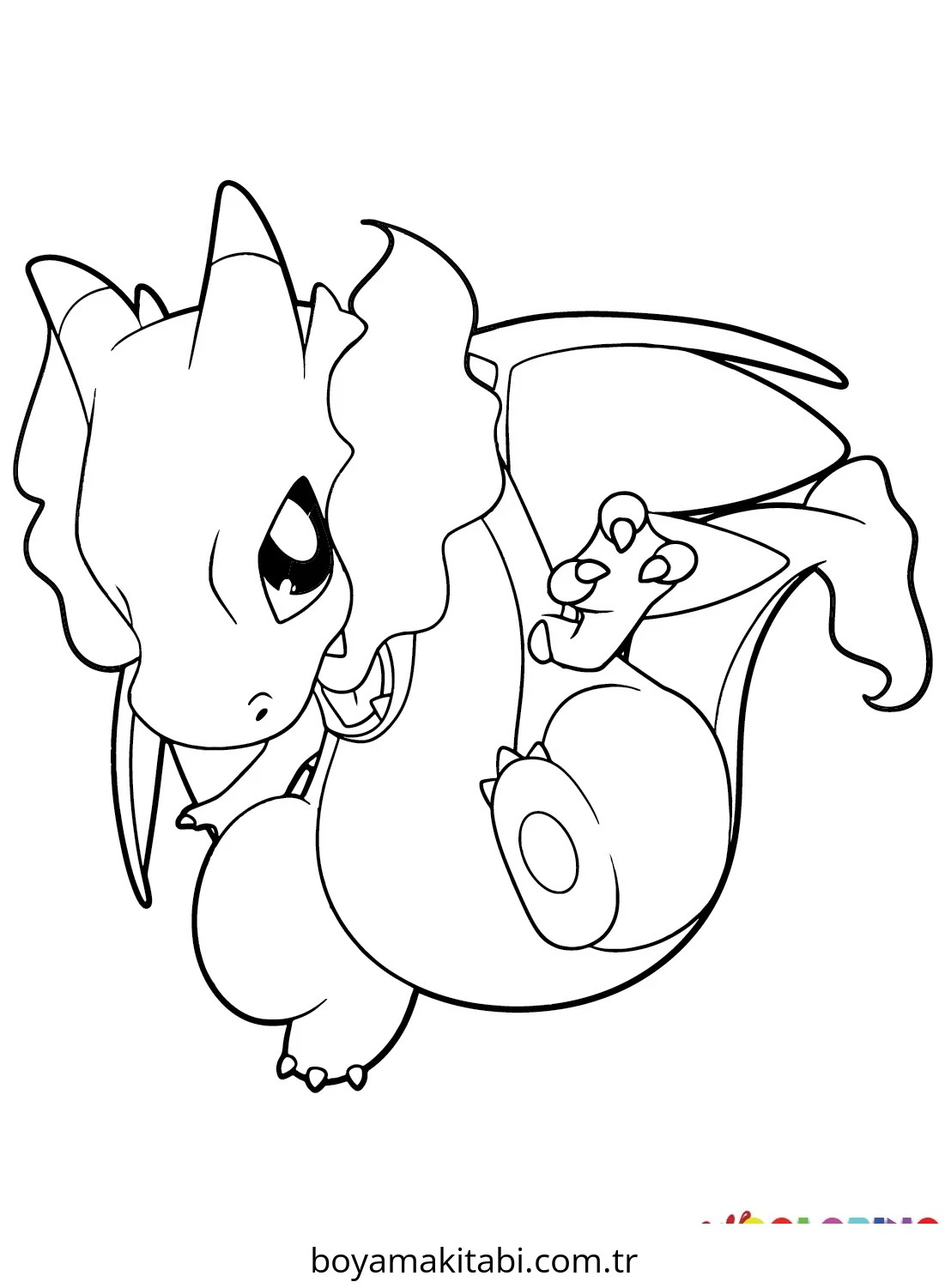 Pokemon Charizard boyama sayfası – okul öncesi, evde etkinlik