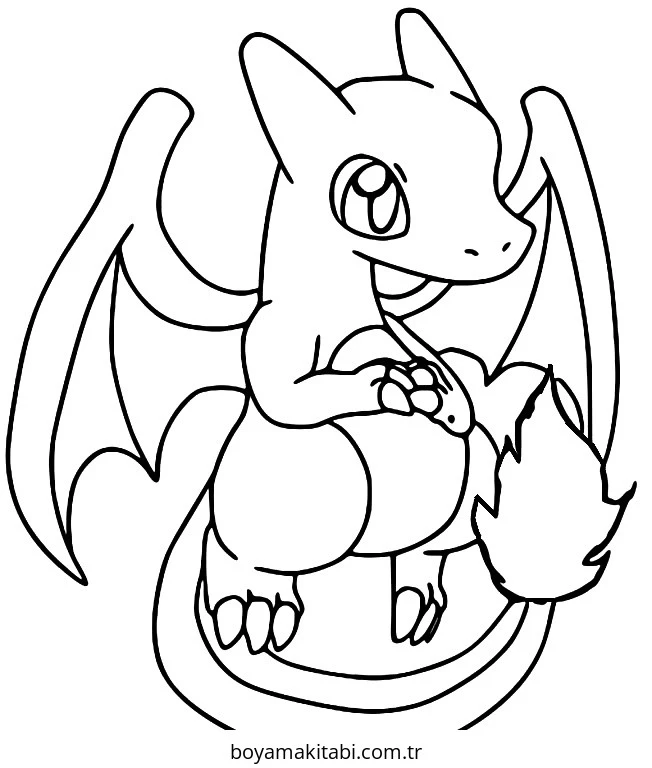 Pokemon Charizard boyama sayfası – boyama etkinliği, çocuk aktivitesi