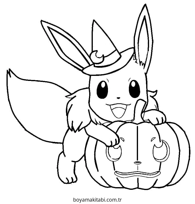 Pokemon Eevee boyama sayfası – boyama çalışması, yaratıcılığı geliştirir