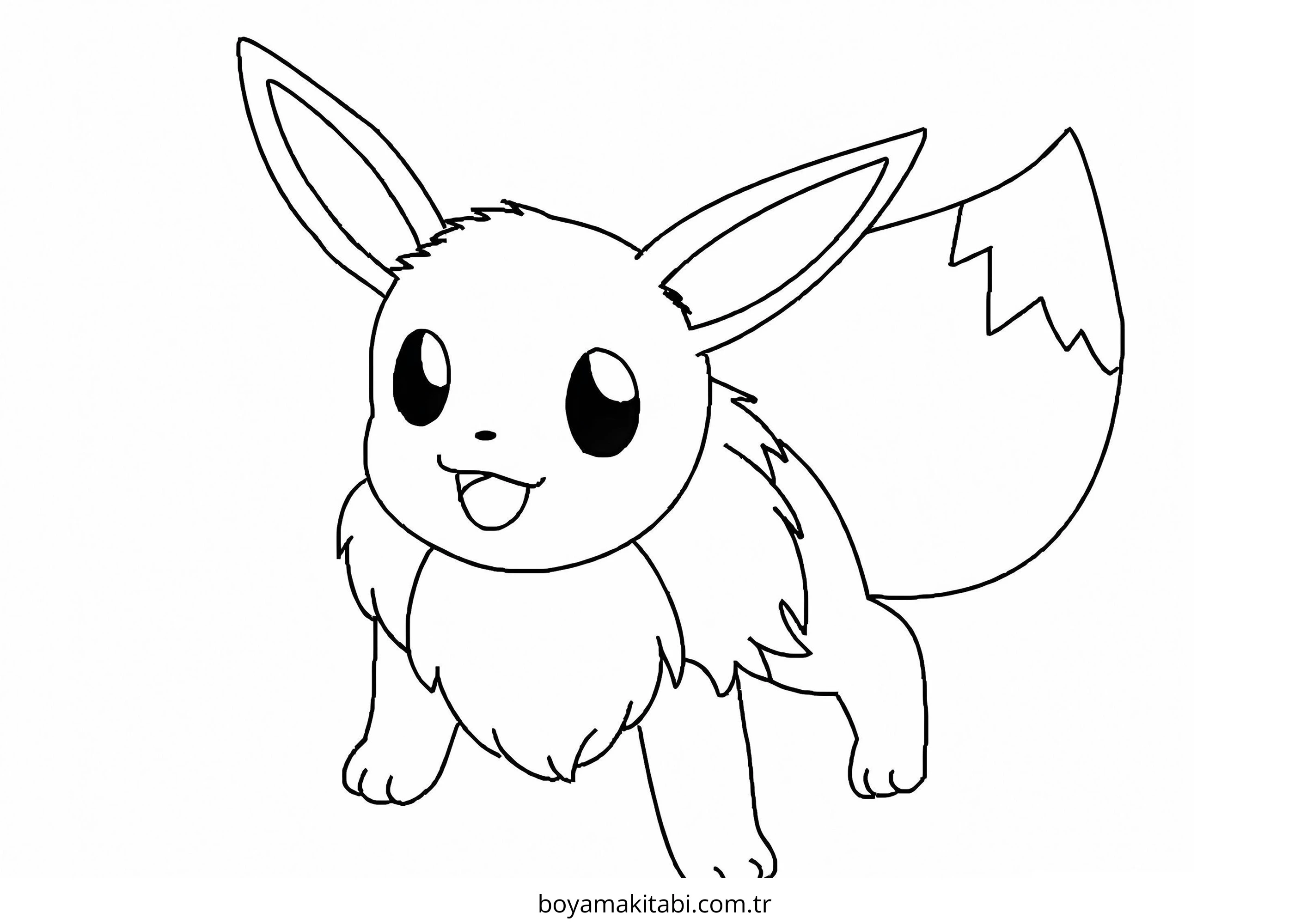 Pokemon Eevee boyama sayfası – PDF indir, sevimli karakter
