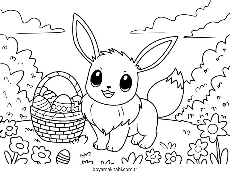 Pokemon Eevee boyama sayfası – çocuklar için, çizgi film temalı