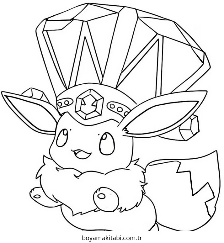 Pokemon Eevee boyama sayfası – kolay boyama, eğitici aktivite