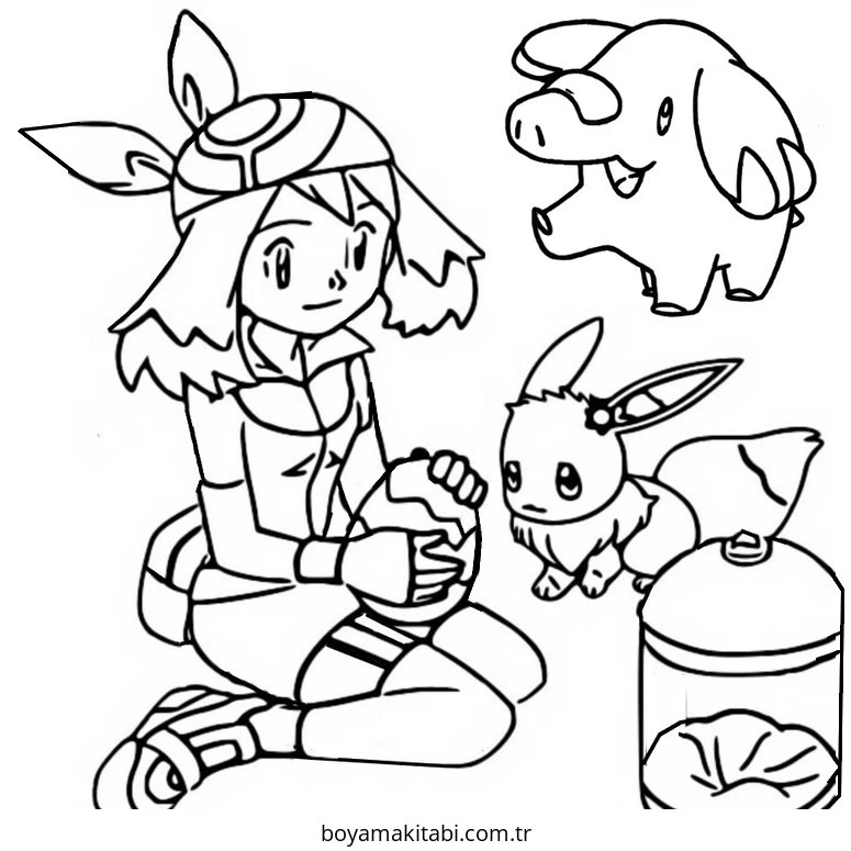 Pokemon Eevee boyama sayfası – eğlenceli etkinlik, el becerilerini geliştirir