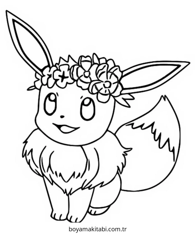 Pokemon Eevee boyama sayfası – sanatsal çalışma, çocuklar için