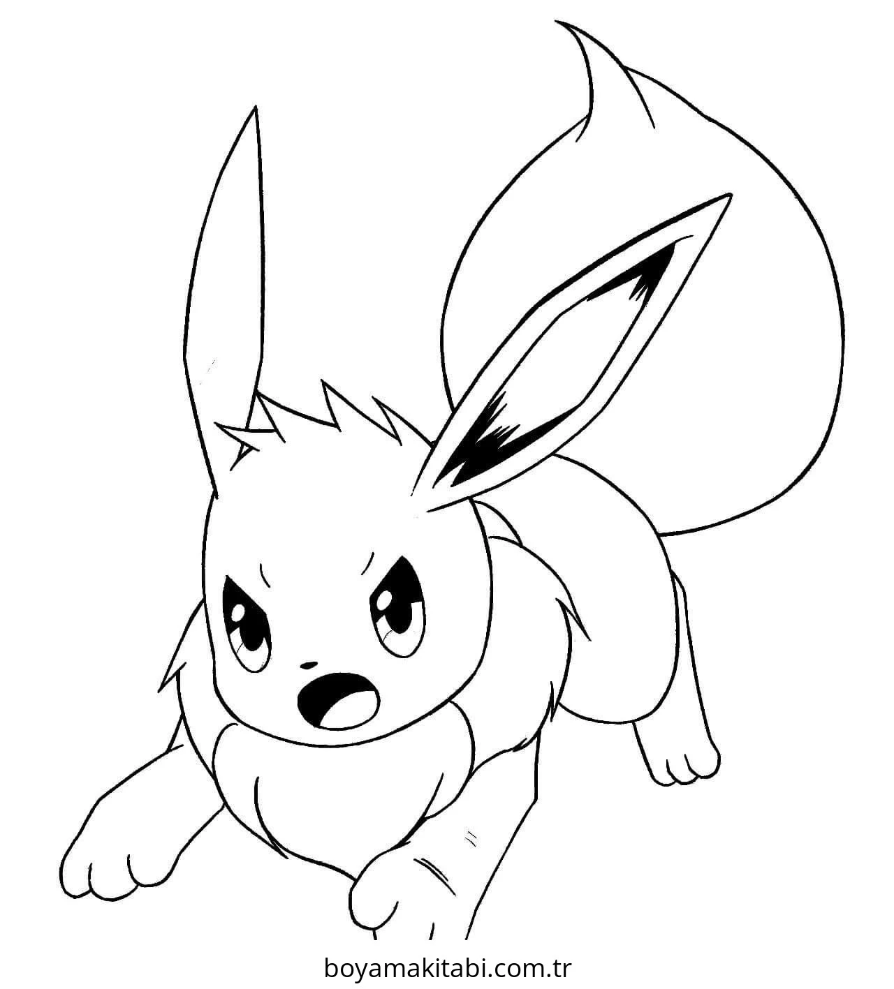 Pokemon Eevee boyama sayfası – çocuklar için, çizgi film temalı