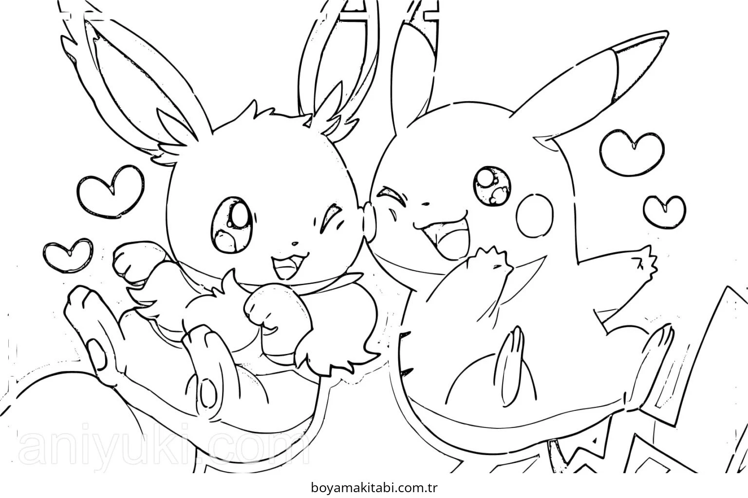 Pokemon Eevee boyama sayfası – eğlenceli etkinlik, el becerilerini geliştirir