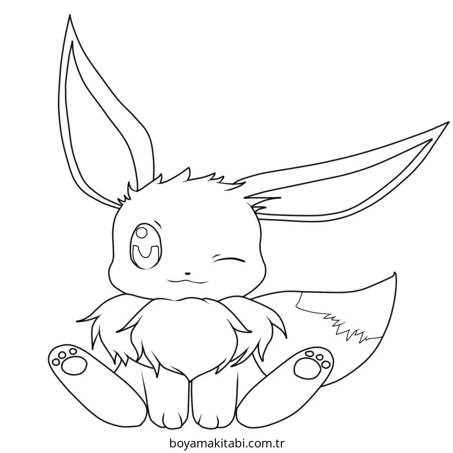 Pokemon Eevee boyama sayfası – yaratıcılığı geliştirir, keyifli zaman