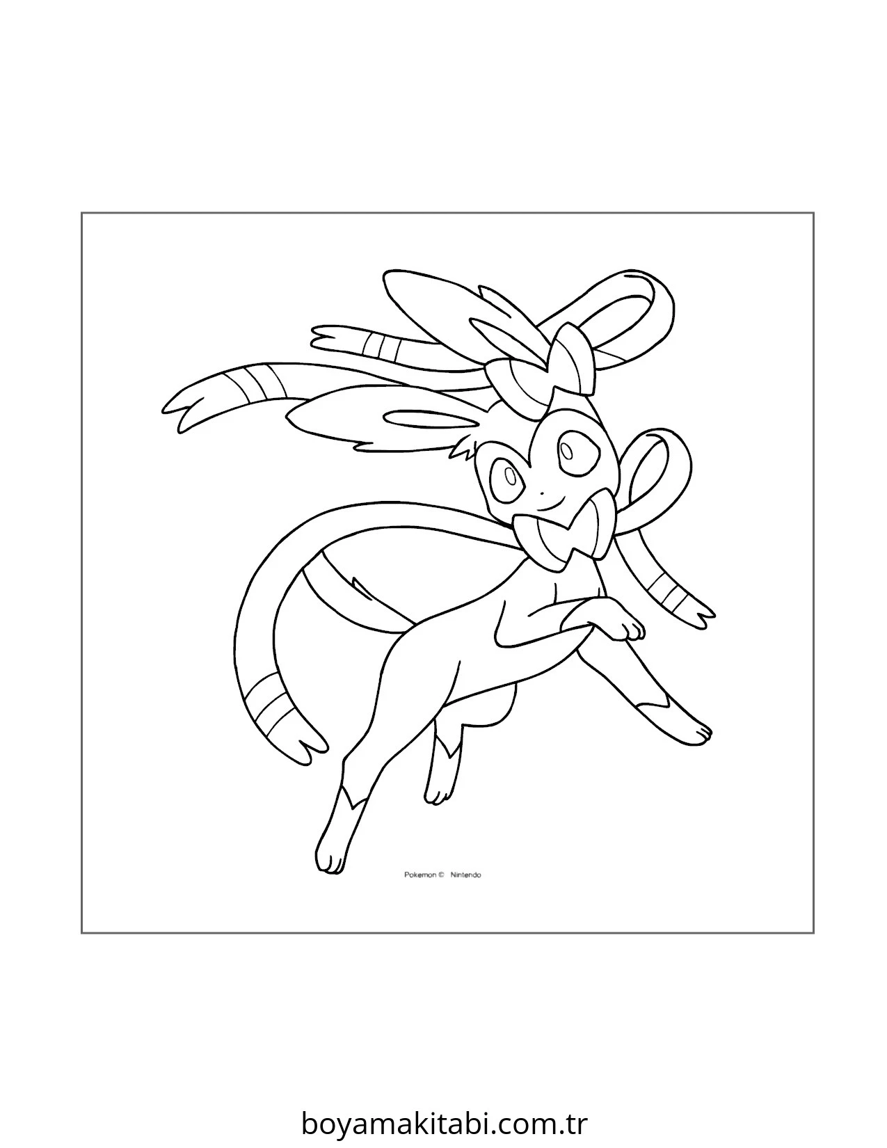 Pokemon Eevee boyama sayfası – sevimli karakter, sanatsal çalışma