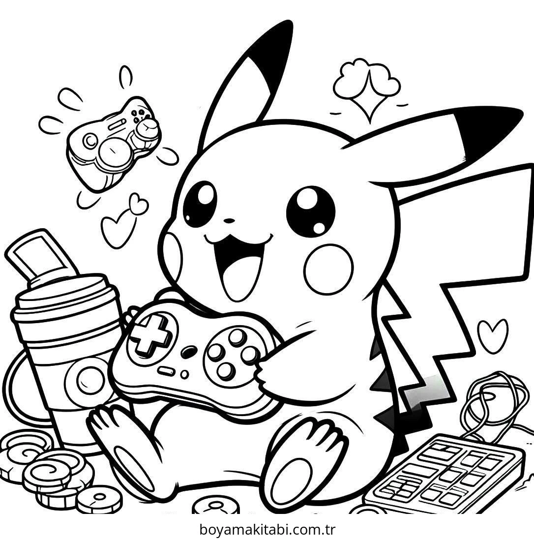 Pokemon Pikachu boyama sayfası – el becerilerini geliştirir, boyama çalışması