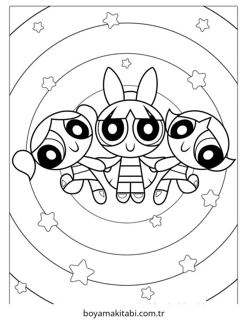 Powerpuff Girls boyama sayfası – boyama etkinliği, çocuk aktivitesi