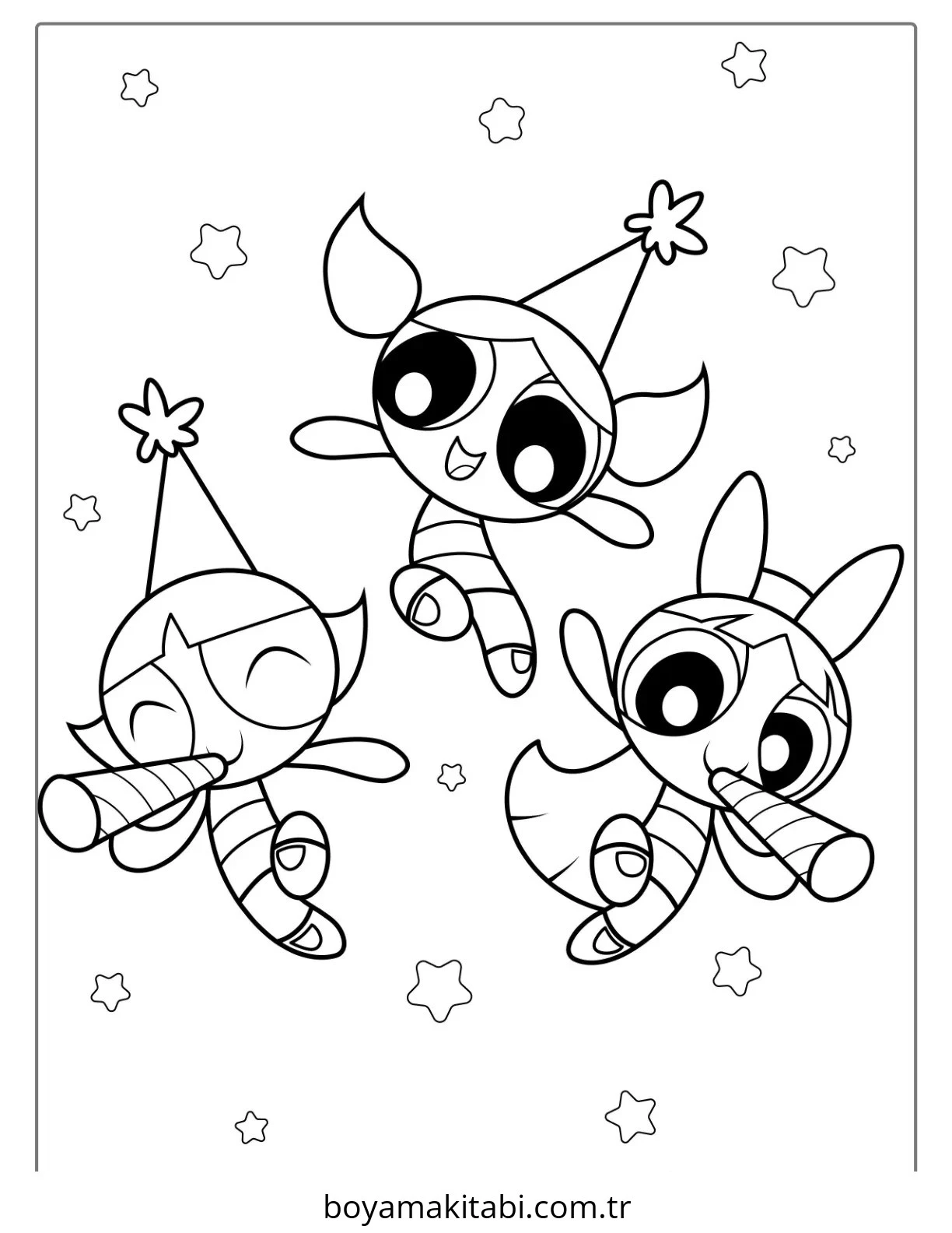 Powerpuff Girls boyama sayfası – el becerilerini geliştirir, boyama çalışması