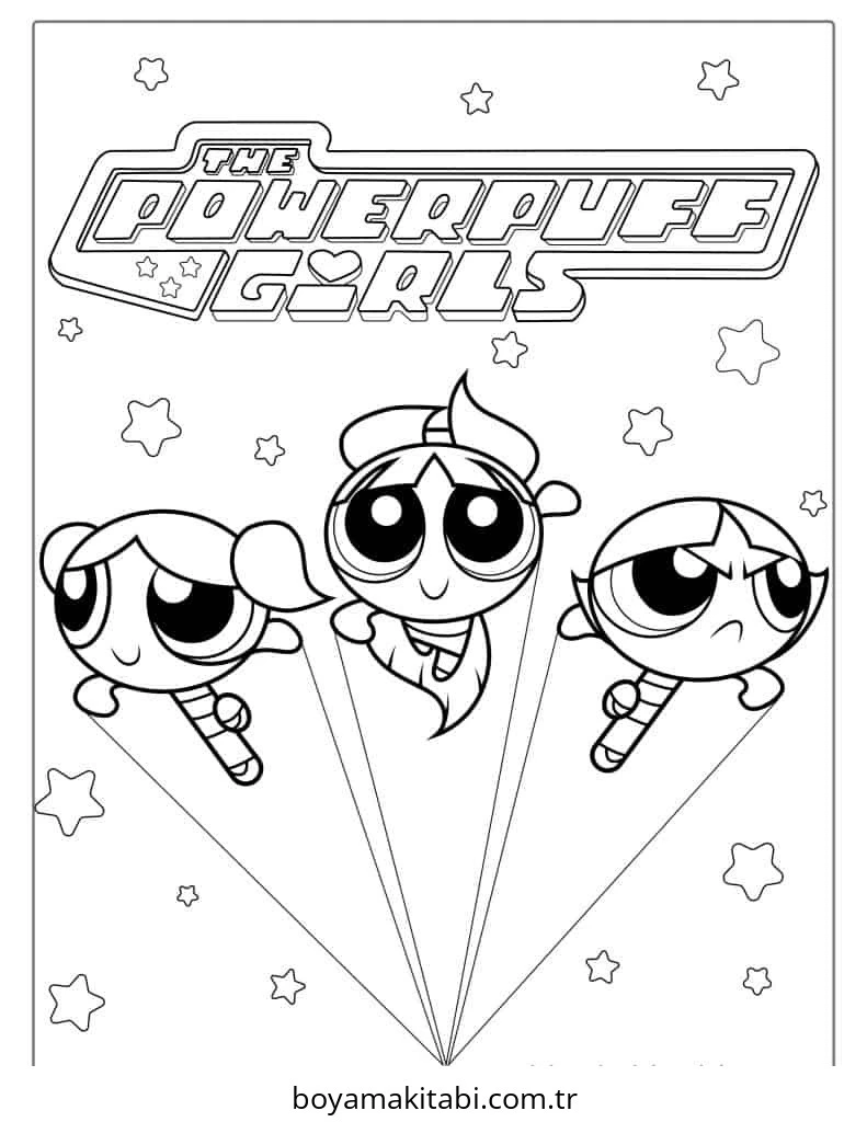 Powerpuff Girls boyama sayfası – keyifli zaman, renkli çizimler
