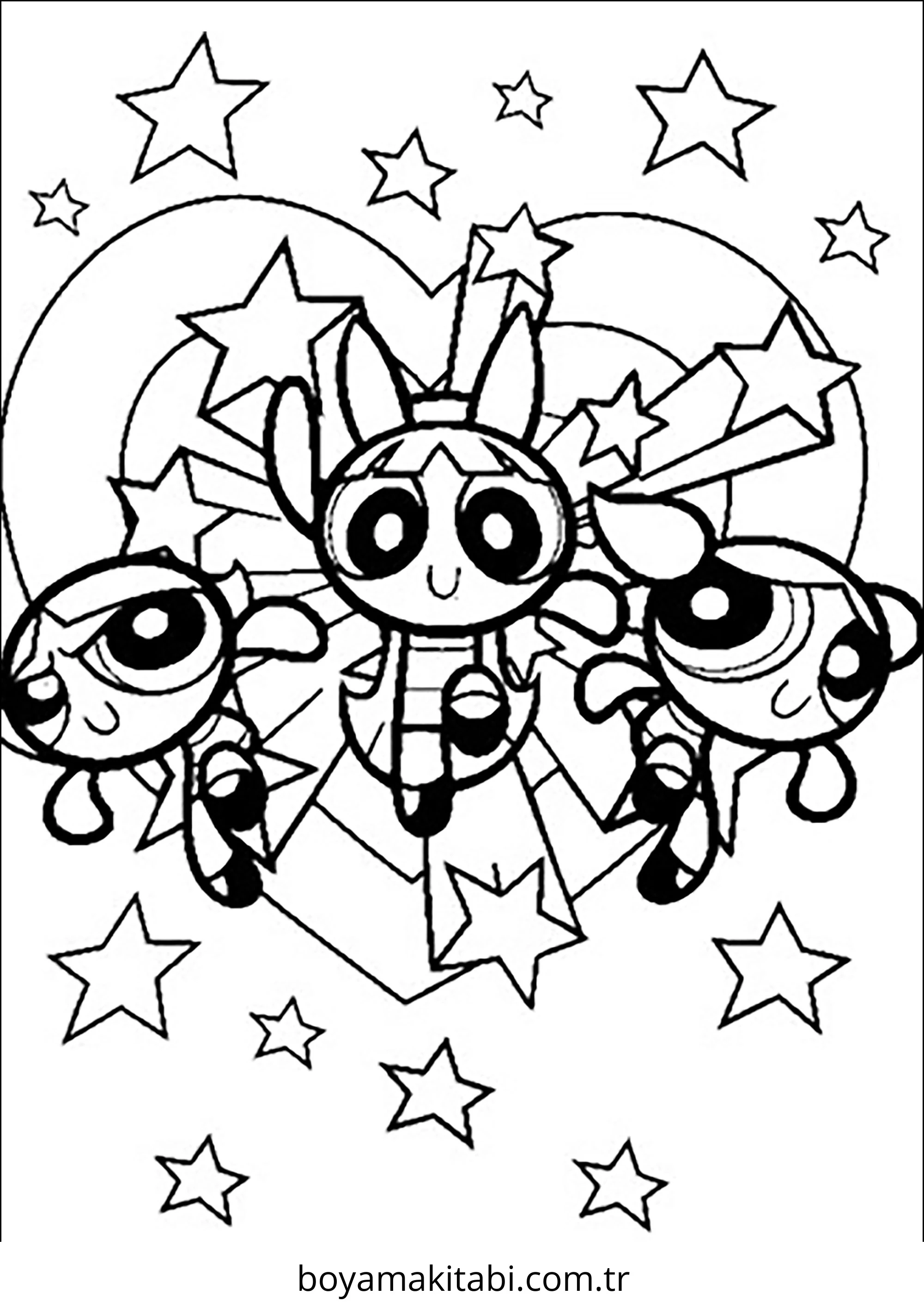 Powerpuff Girls boyama sayfası – sanatsal çalışma, çocuklar için