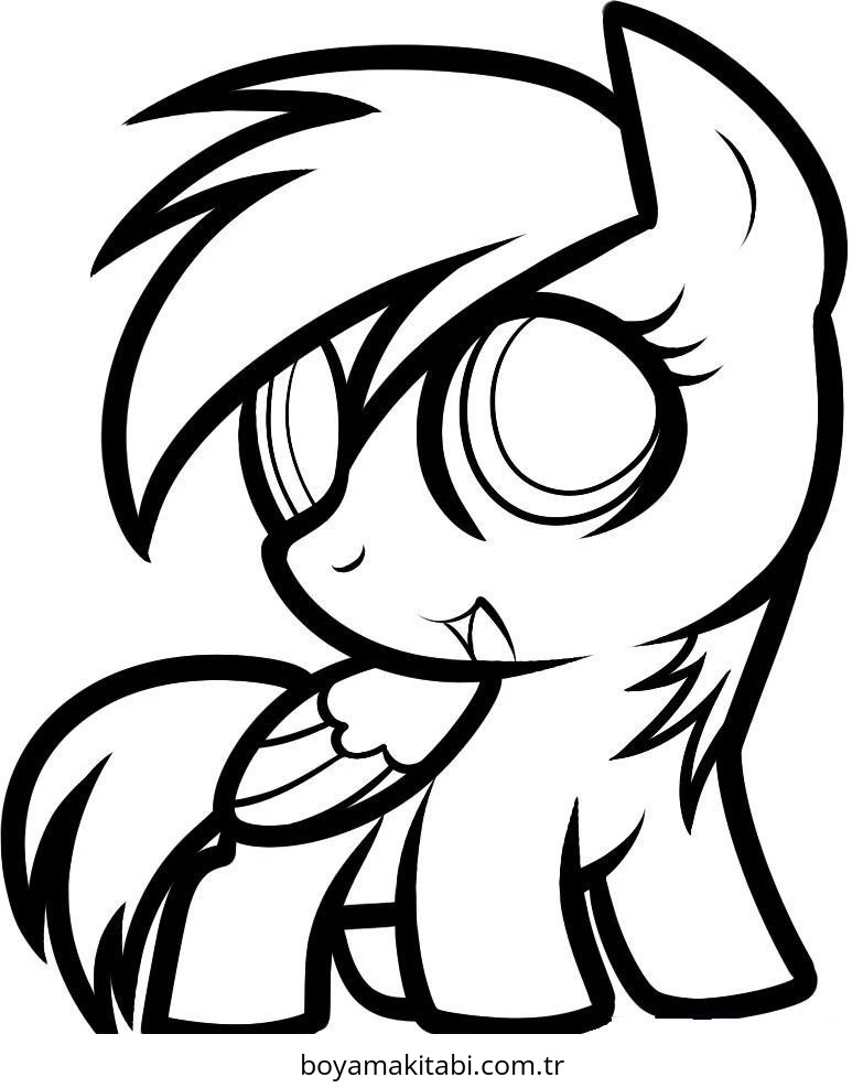 Rainbow Dash boyama sayfası – basit çizim, kolay boyama