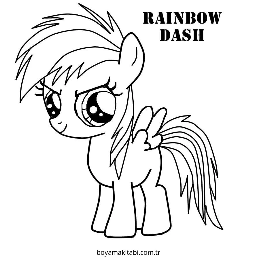 Rainbow Dash boyama sayfası – boyama çalışması, yaratıcılığı geliştirir