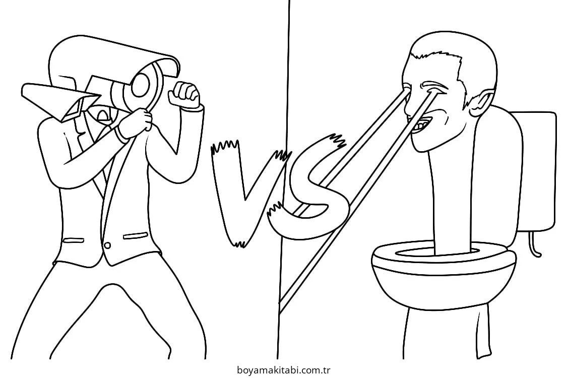 Skibidi Toilet boyama sayfası – kolay boyama, eğitici aktivite