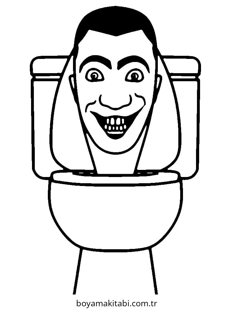 Skibidi Toilet boyama sayfası – çizgi film temalı, basit çizim