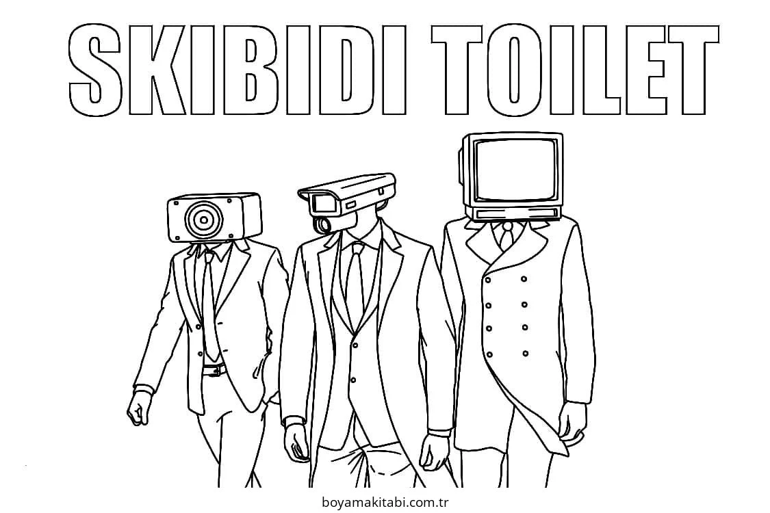 Skibidi Toilet boyama sayfası – sevimli karakter, sanatsal çalışma