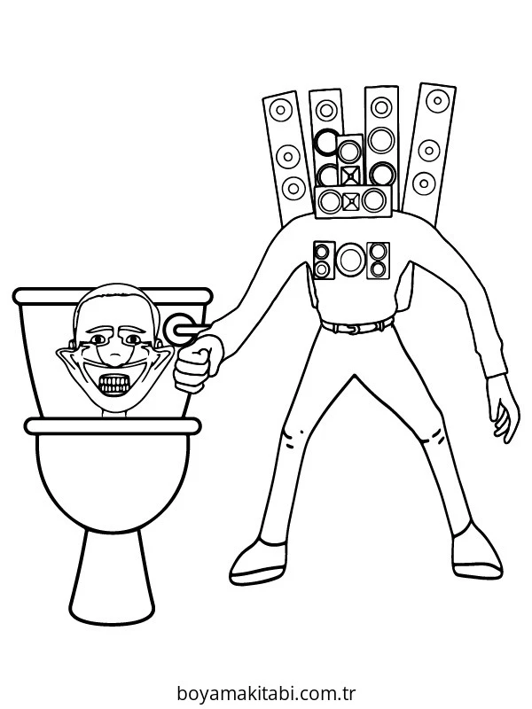Skibidi Toilet boyama sayfası – çocuklar için, çizgi film temalı