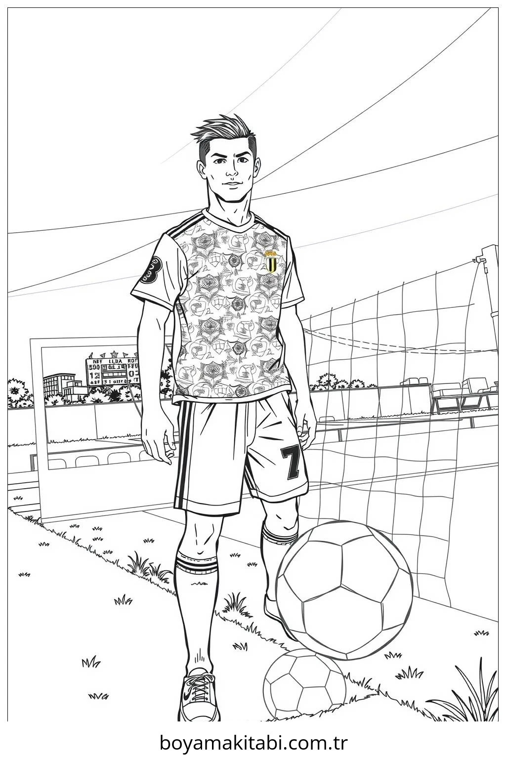 Futbol boyama sayfası – renkli çizimler, okul öncesi