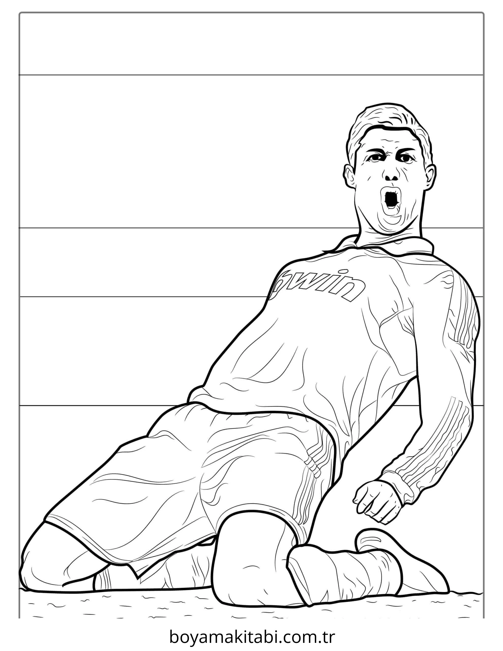 Futbol boyama sayfası – PDF indir, sevimli karakter