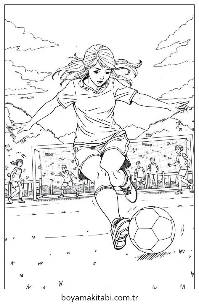 Futbol boyama sayfası – çocuklar için, çizgi film temalı