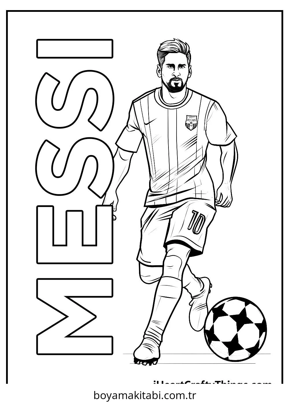 Futbol boyama sayfası – çizgi film temalı, basit çizim