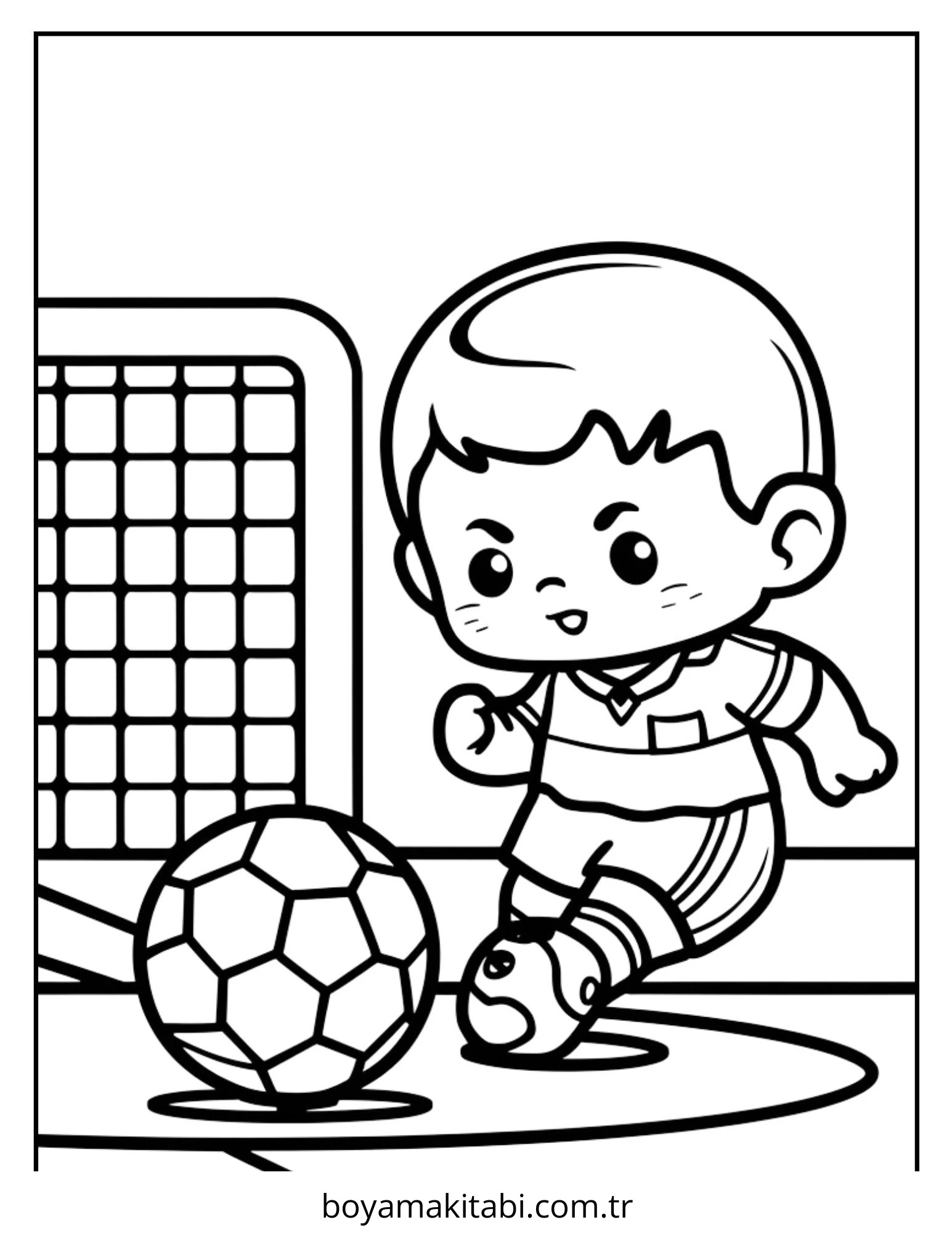 Futbol boyama sayfası – çocuk aktivitesi, PDF indir