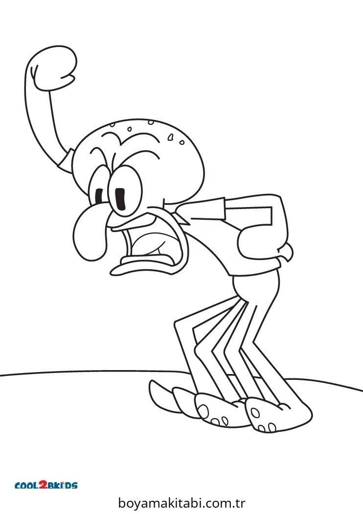 Squidward boyama sayfası – okul öncesi, evde etkinlik