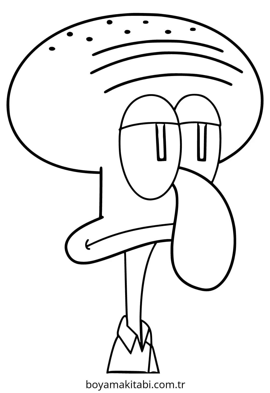 Squidward boyama sayfası – çizgi film temalı, basit çizim