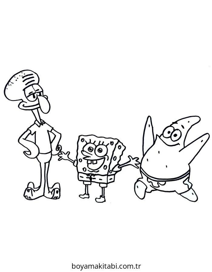 Squidward boyama sayfası – eğlenceli etkinlik, el becerilerini geliştirir