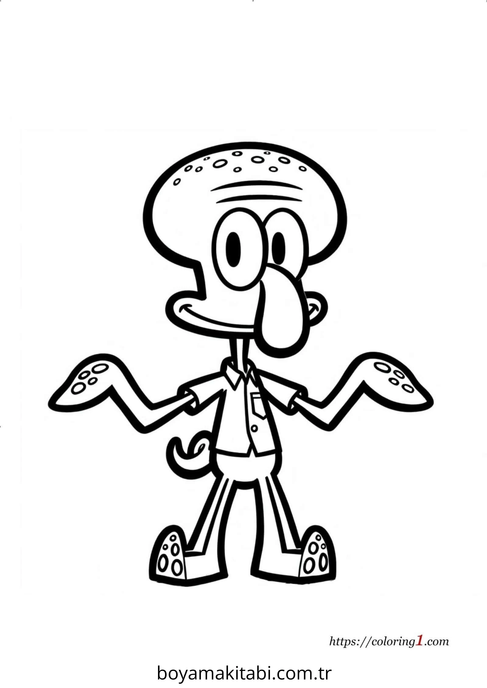 Squidward boyama sayfası – yaratıcılığı geliştirir, keyifli zaman