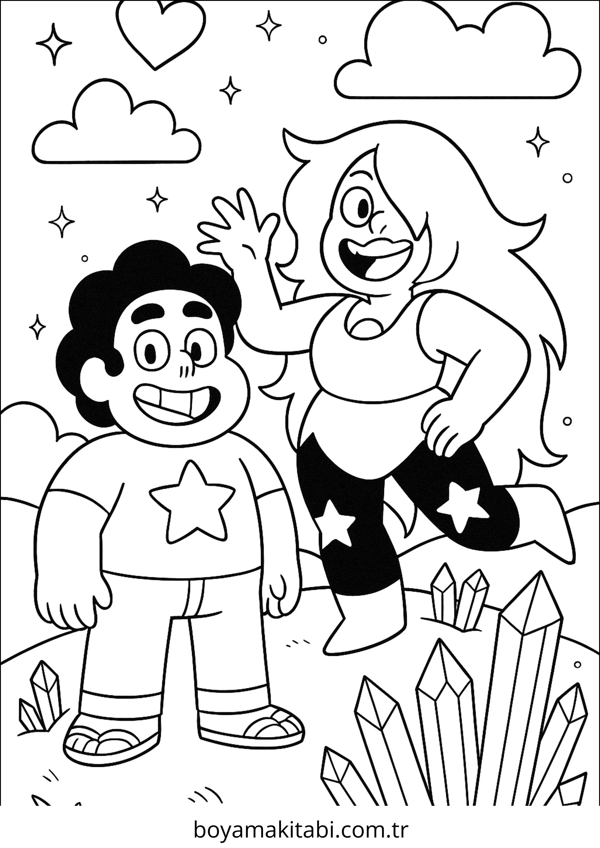 Steven Universe boyama sayfası #16 – aile ile vakit geçirme, renk bilgisini öğretir