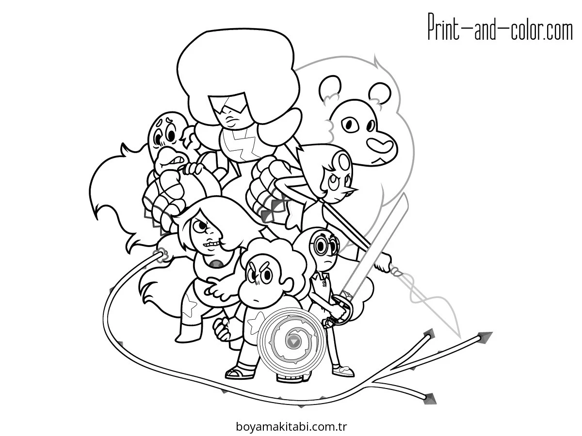 Steven Universe boyama sayfası #20 – dikkat ve odaklanma geliştirir, A4 baskıya uygun