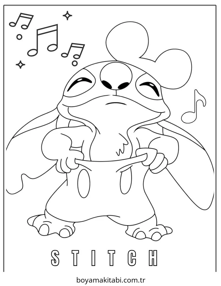 Stitch boyama sayfası – PDF indir, sevimli karakter