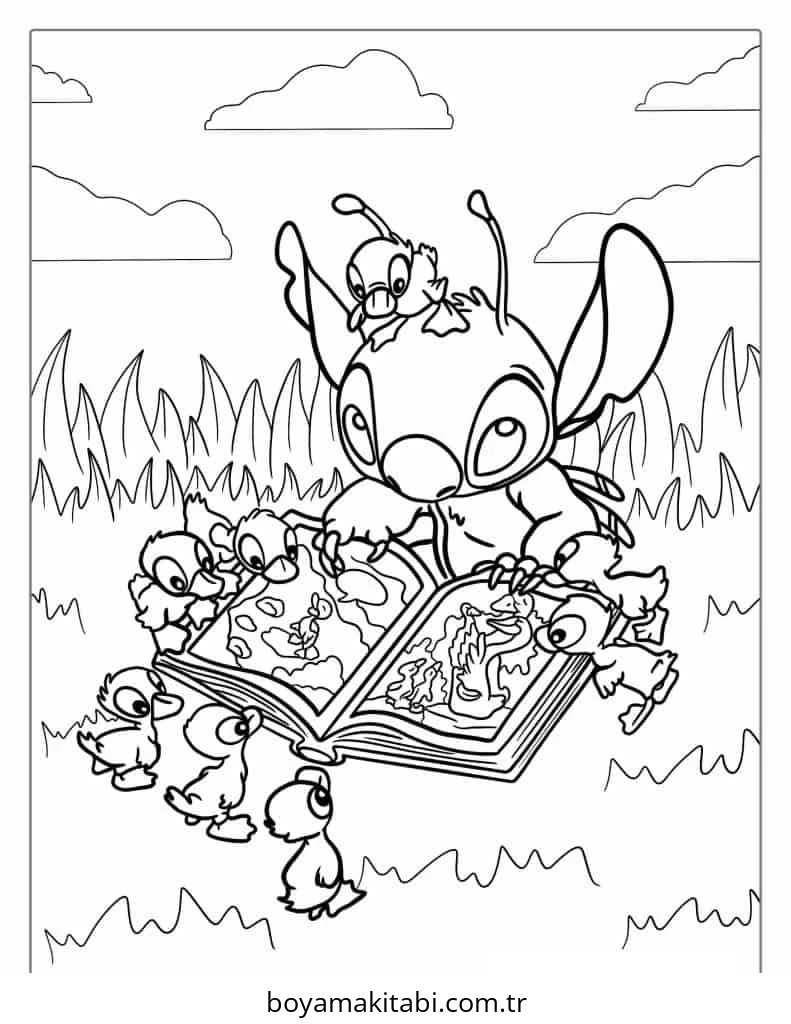 Stitch boyama sayfası – çocuklar için, çizgi film temalı
