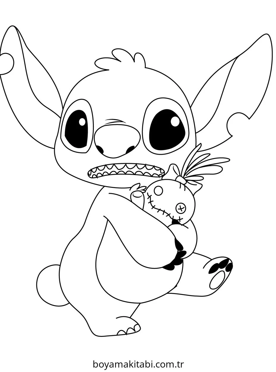 Stitch boyama sayfası – çizgi film temalı, basit çizim