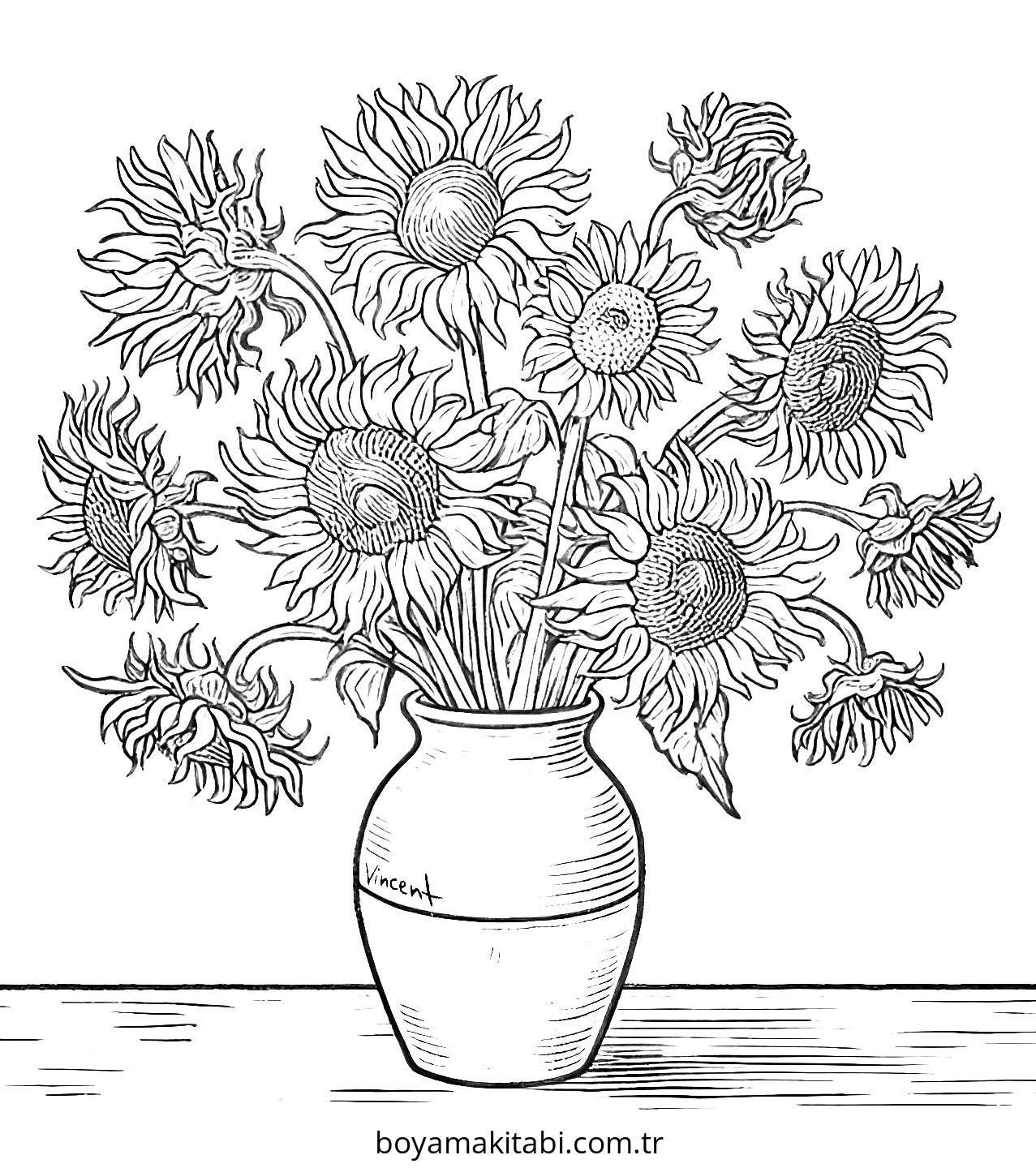 Ayçiçeği boyama sayfası #242 – kolay boyama, eğitici aktivite