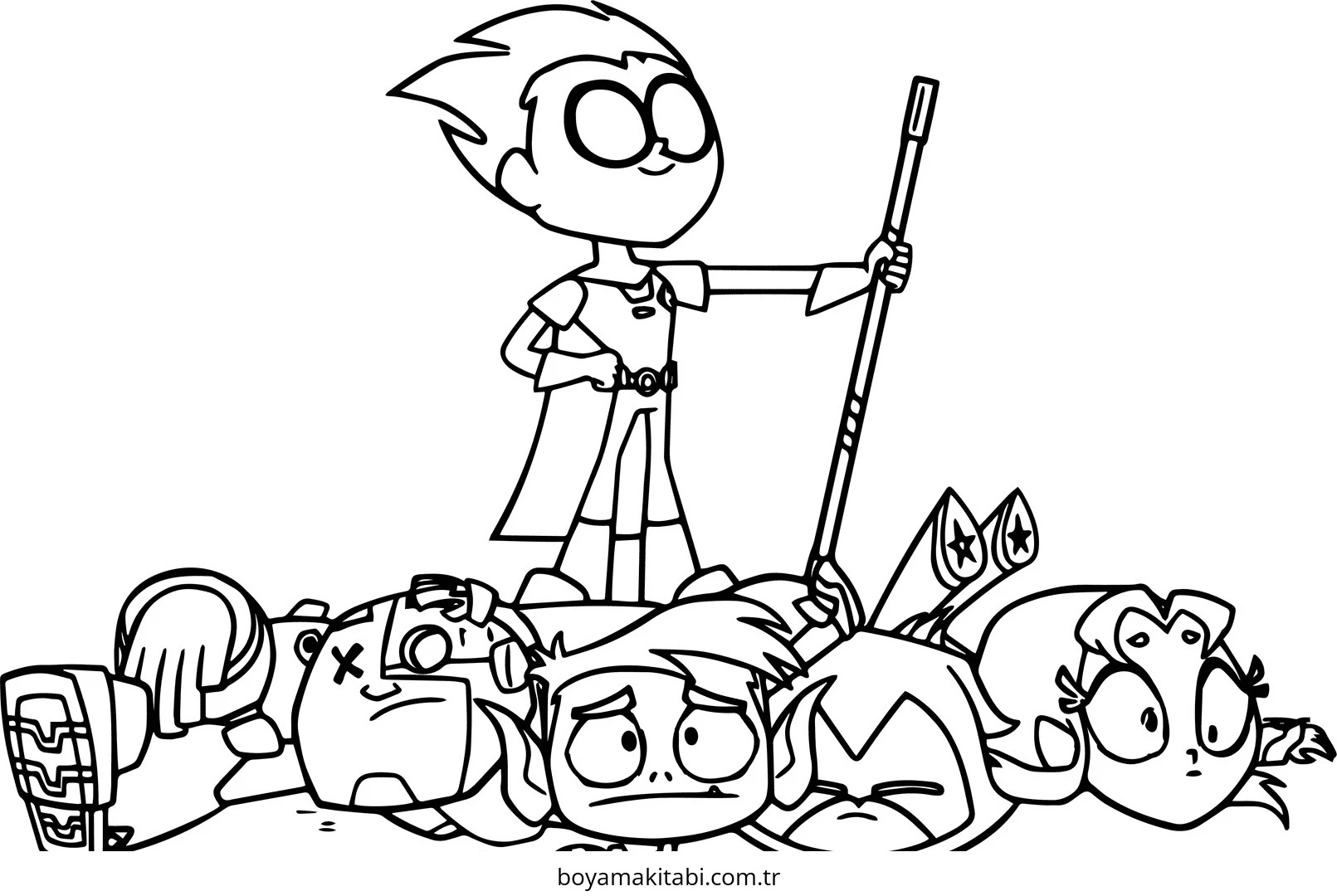 Teen Titans Go boyama sayfası #69 – mürekkep tasarrufu sağlar, PDF indir
