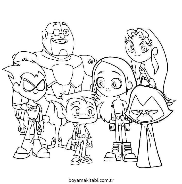 Teen Titans Go boyama sayfası #84 – çizgi film temalı, basit çizim