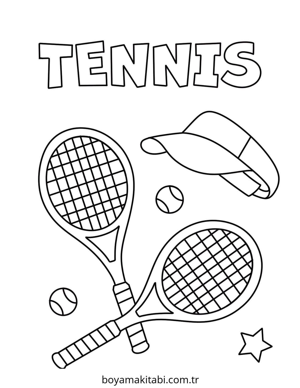 Tenis boyama sayfası – keyifli zaman, renkli çizimler