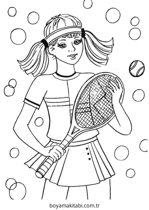 Tenis boyama sayfası – evde etkinlik, ücretsiz yazdır