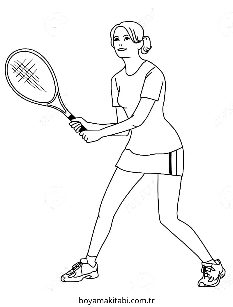 Tenis boyama sayfası – çocuk aktivitesi, PDF indir