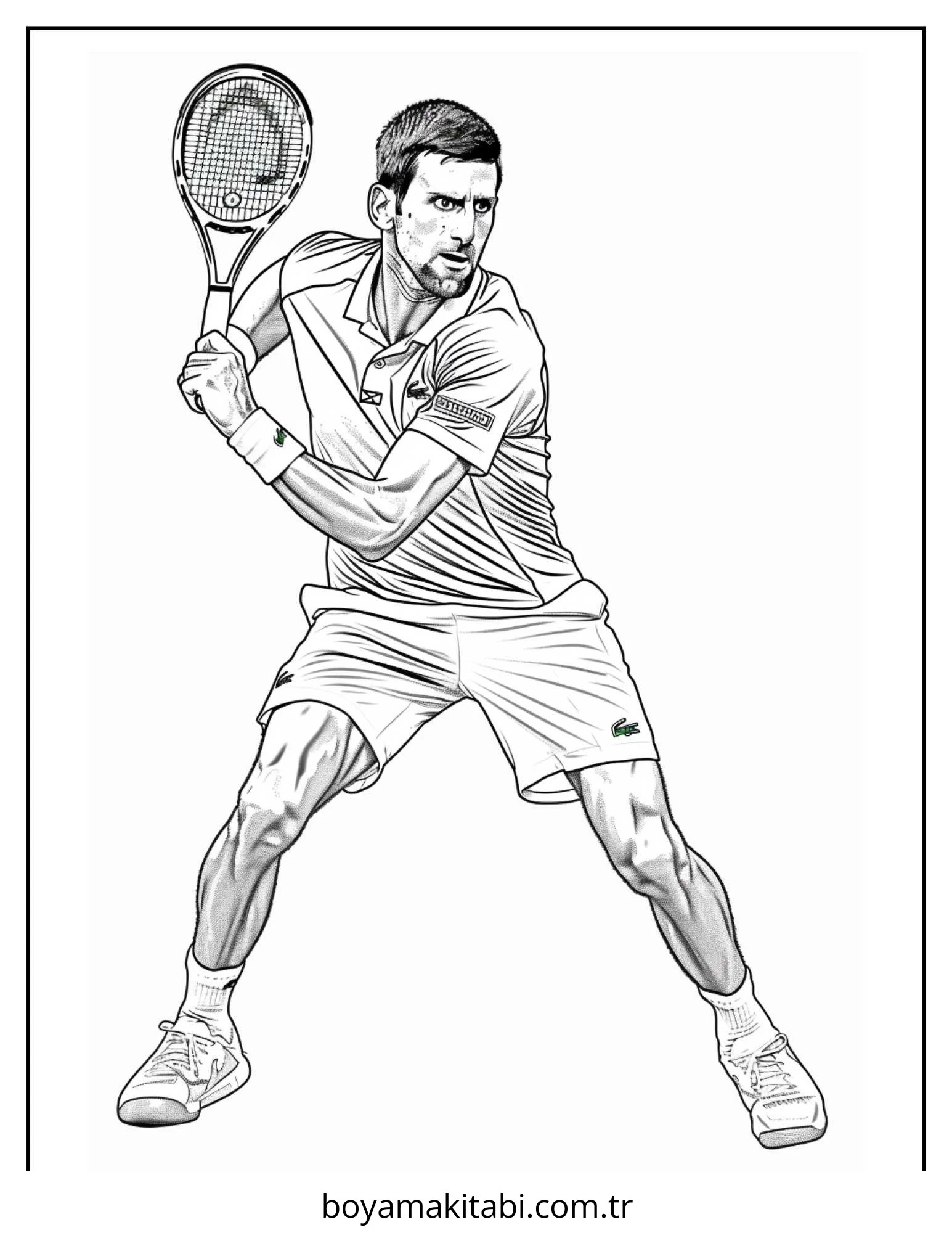 Tenis boyama sayfası – okul öncesi, evde etkinlik